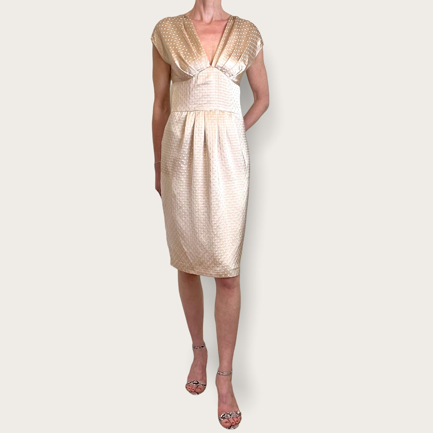 Moschino blush dotty dress front champagne colour