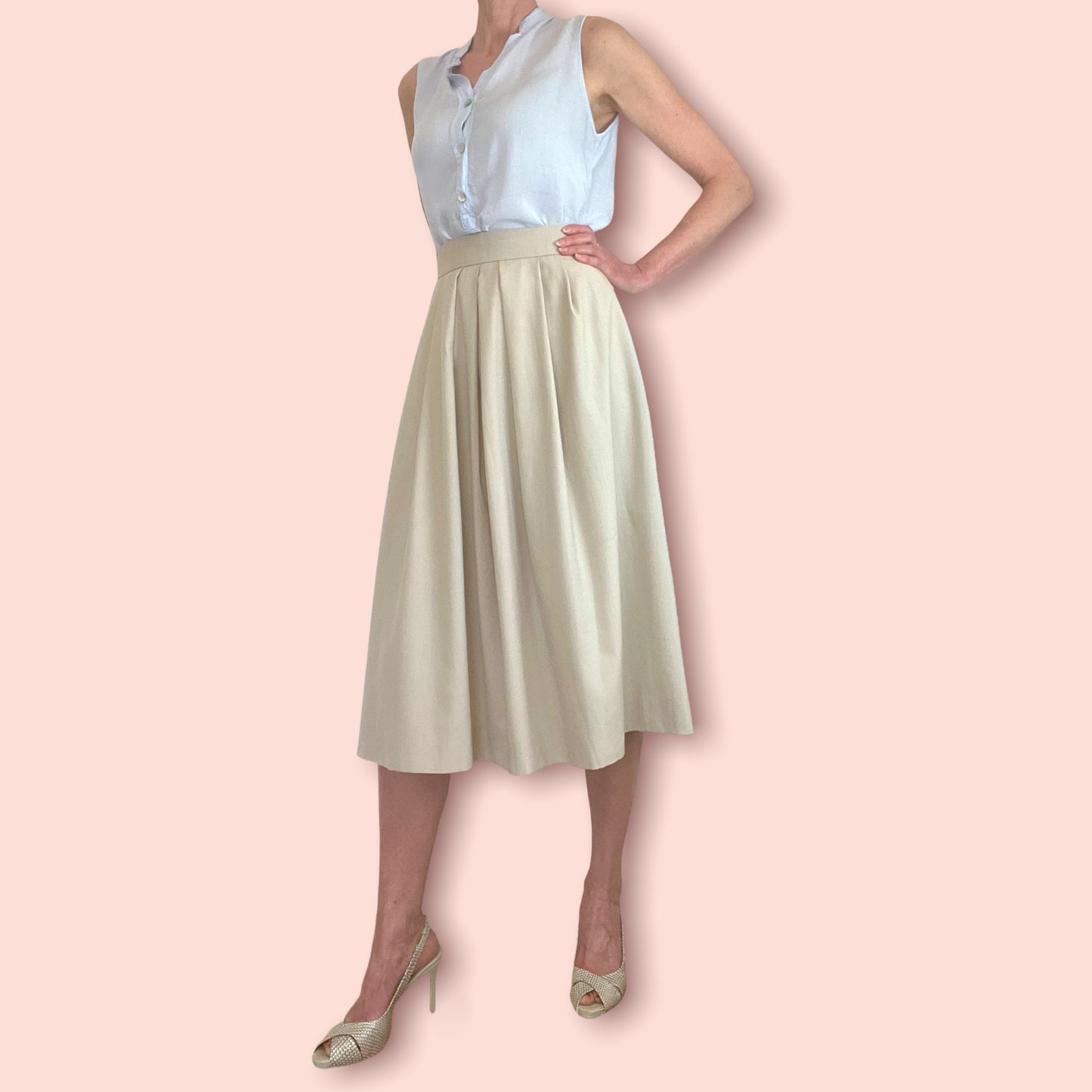 Jaeger 80's cream fine wool skirt