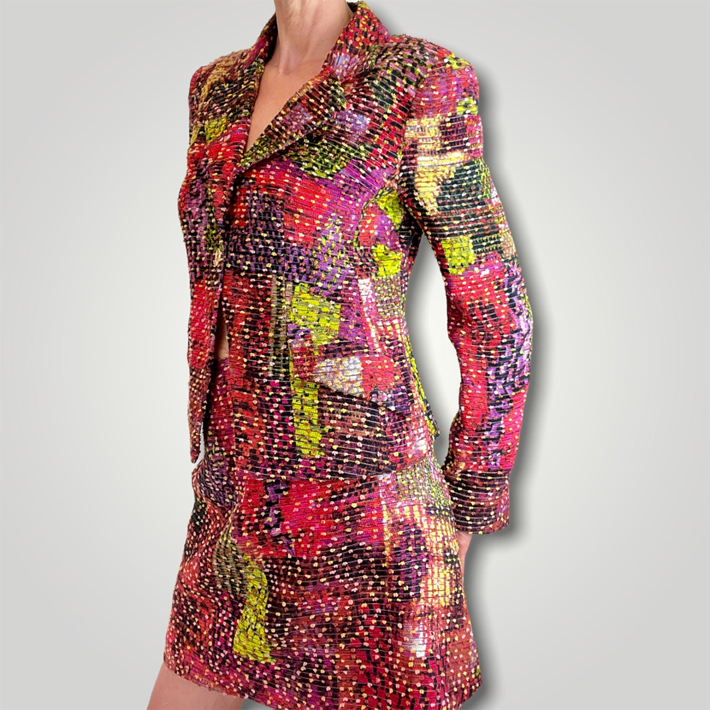 Christian Lacroix skirt suit close up