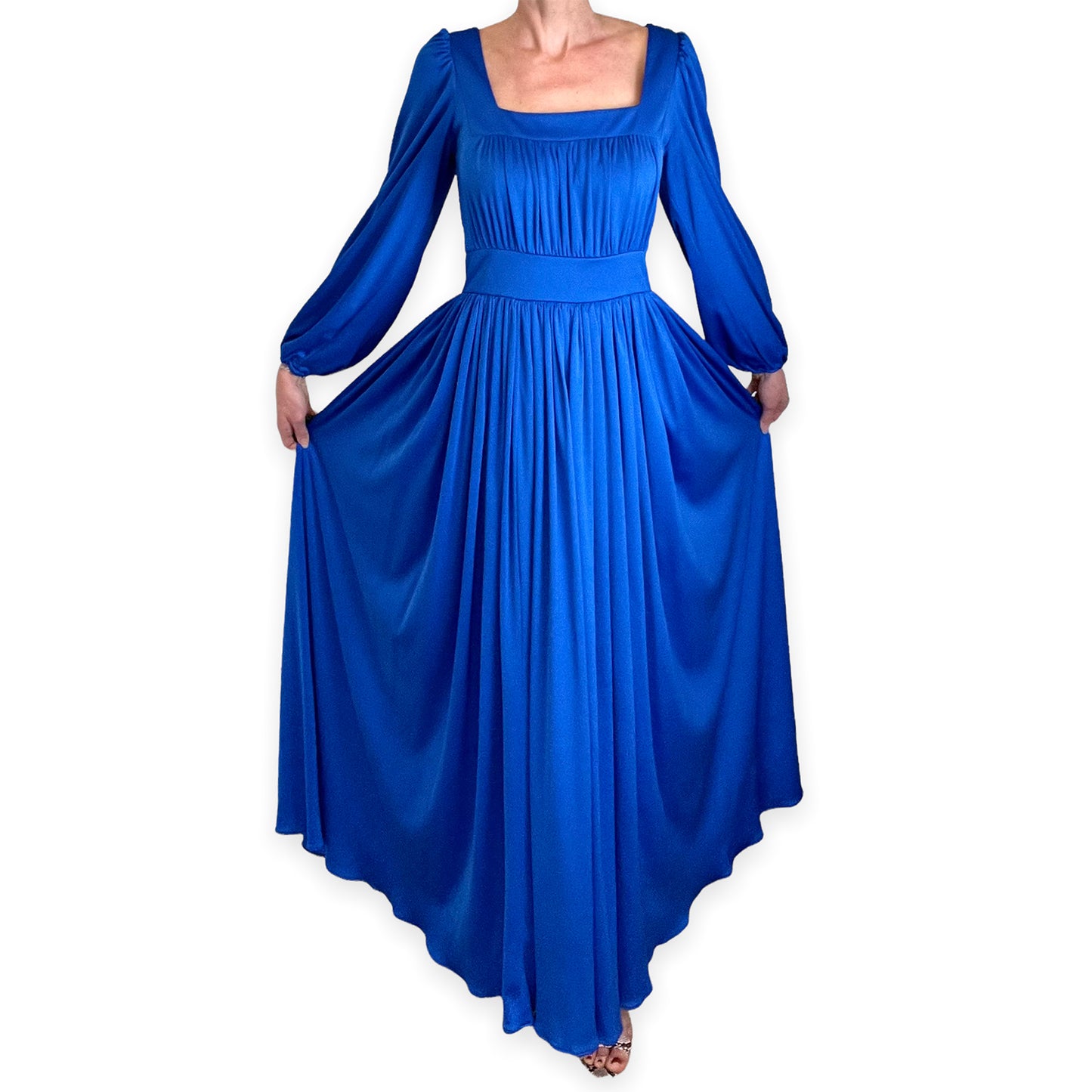 Jean Allen 70's bold blue maxi full