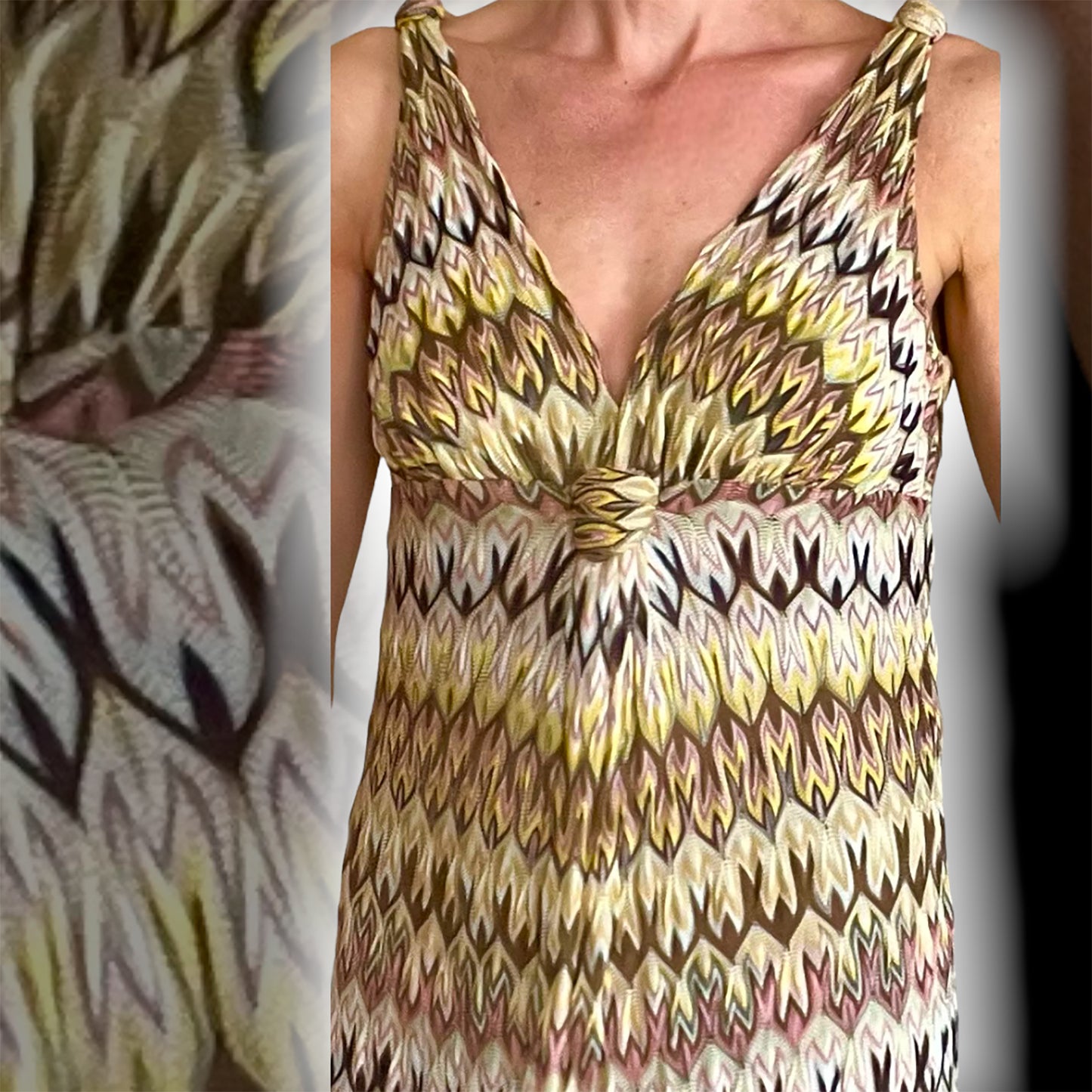 Missoni plunge neck dress close up