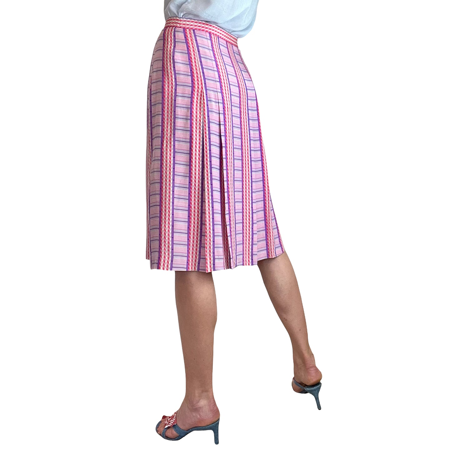 Pancaldi & B silk skirt in pink hues rear view