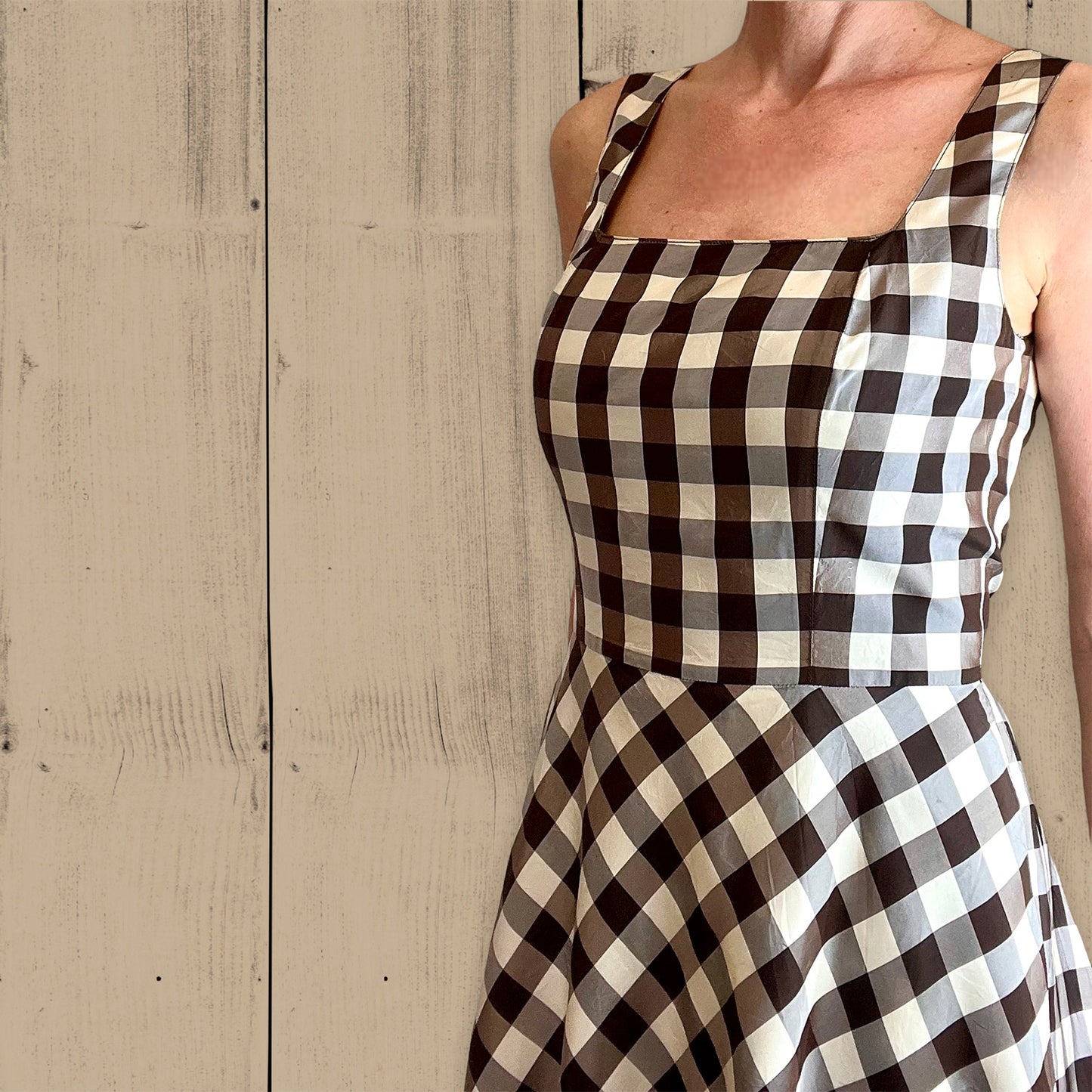 Cacharel silk check skater dress