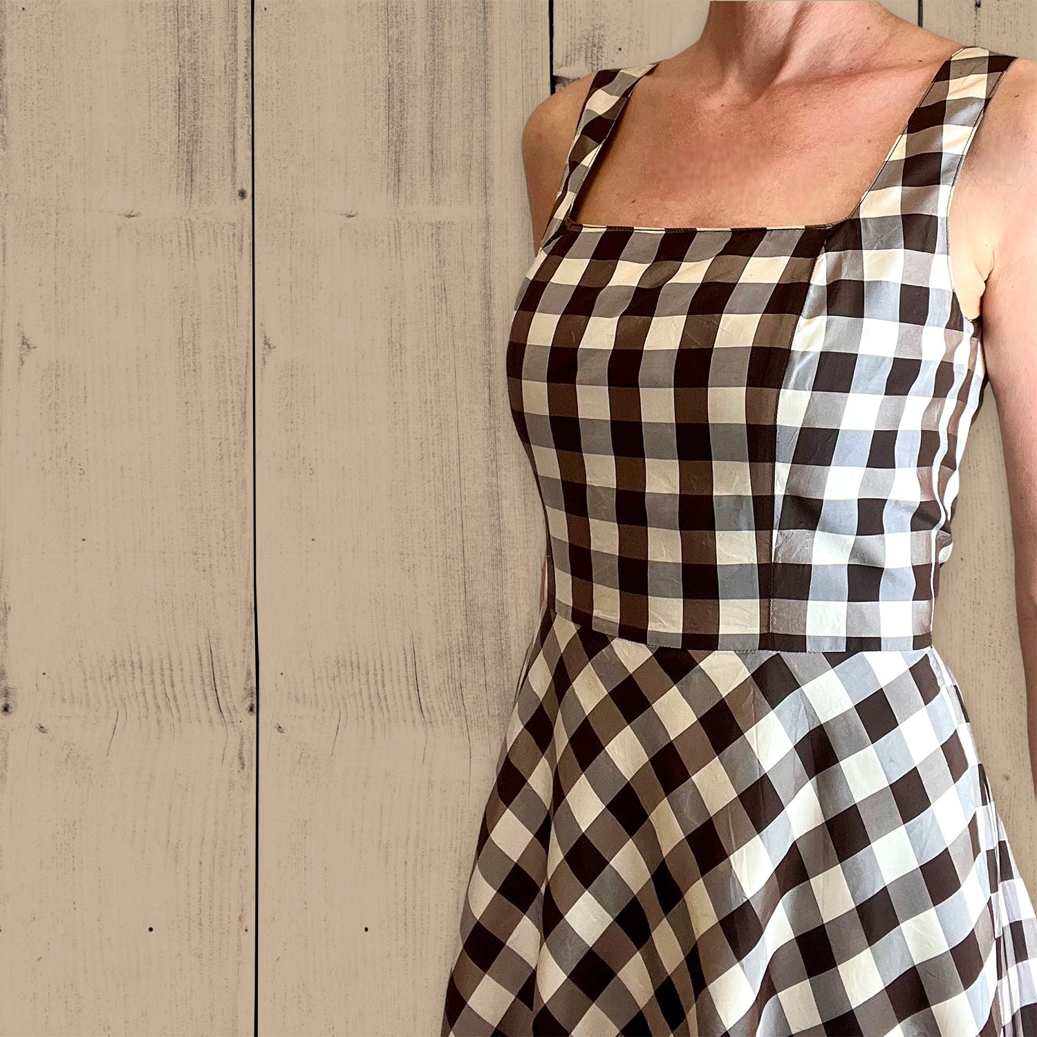Cacharel silk check skater dress
