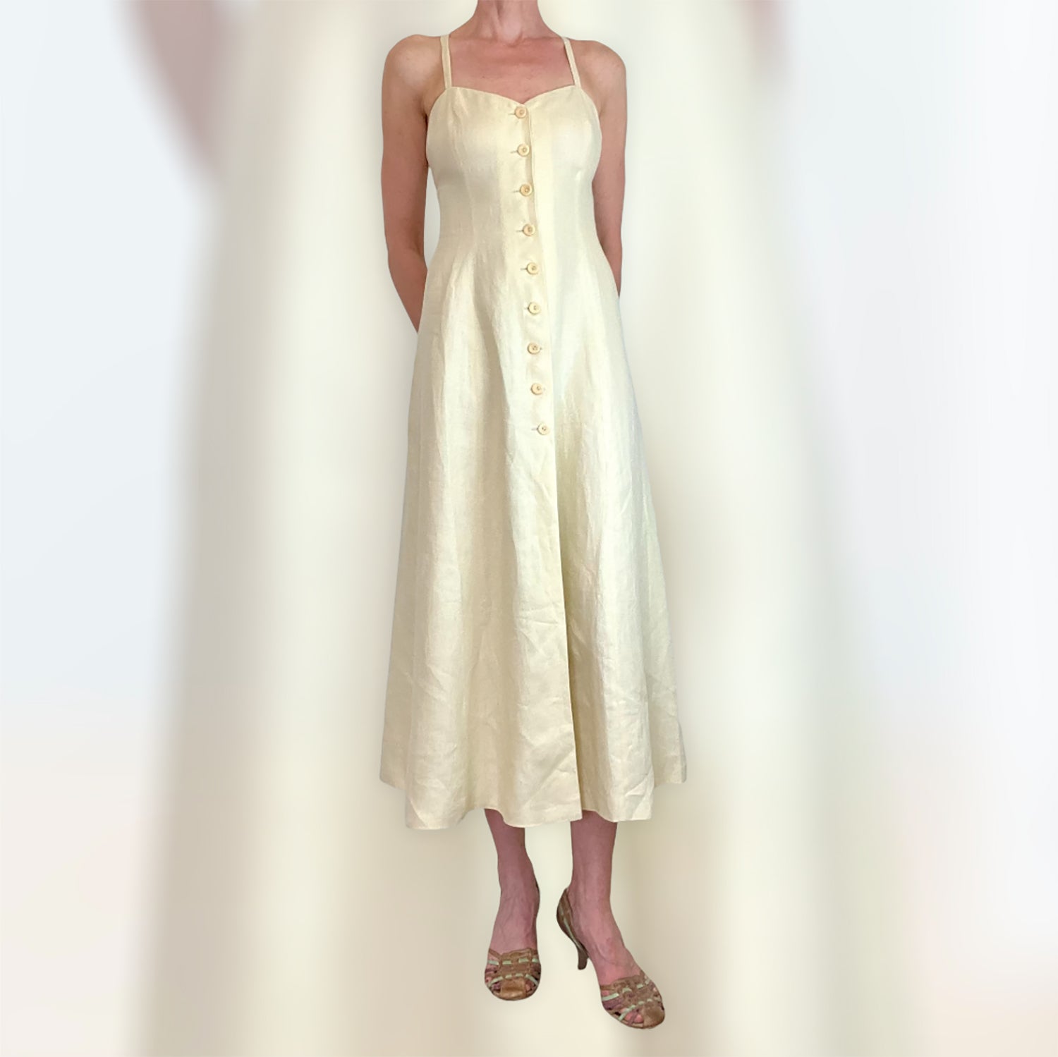 Kenzo Linen Backless Dress & Jacket 1980s Copia Vintage Kenzo Linen Backless Dress & Jacket 1980s Copia Vintage