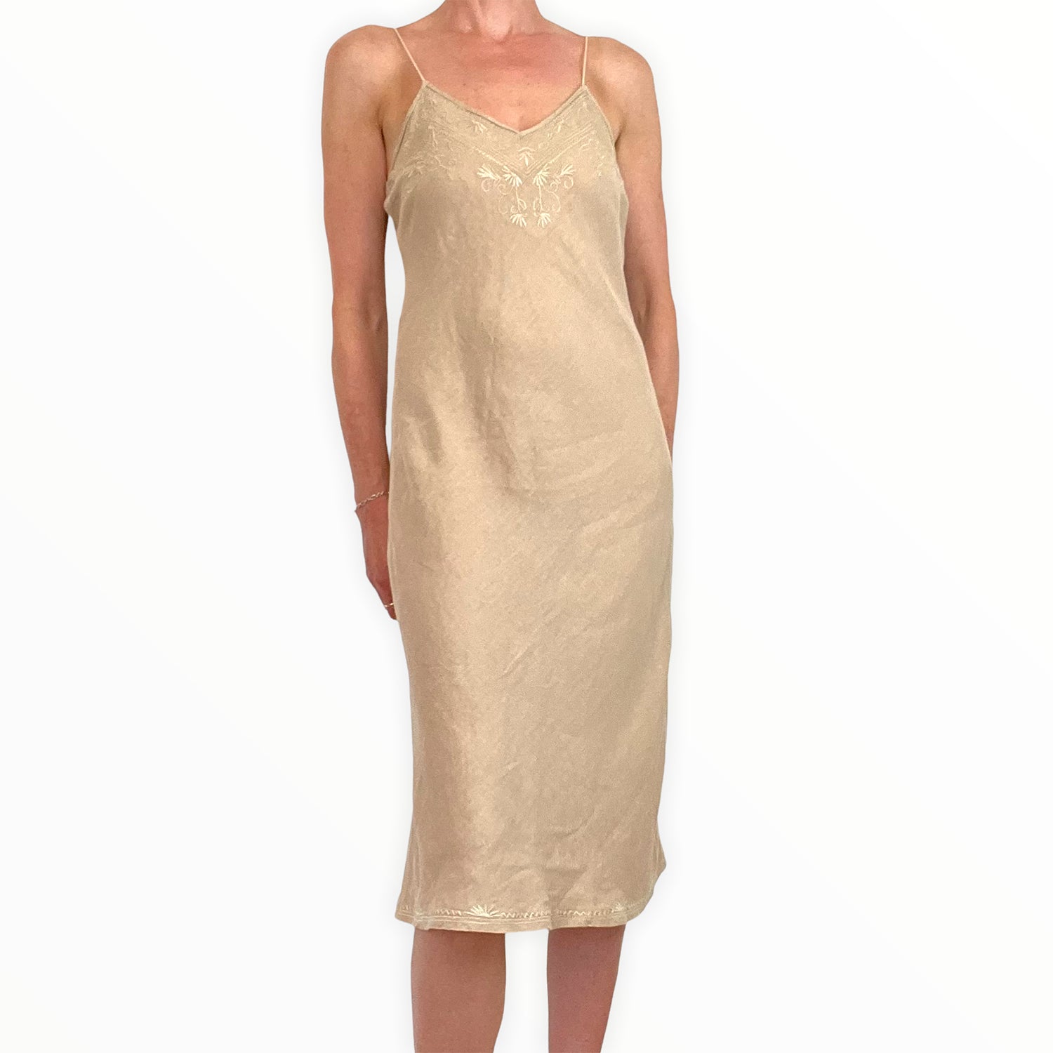 Roberto Cavalli Embroidered Linen Slip Dress 2000s Copia Vintage Roberto Cavalli Embroidered Linen Slip Dress 2000s Copia Vintage