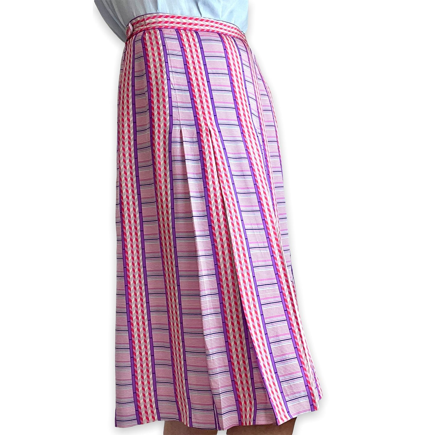 Pancaldi & B silk skirt in pink hues side