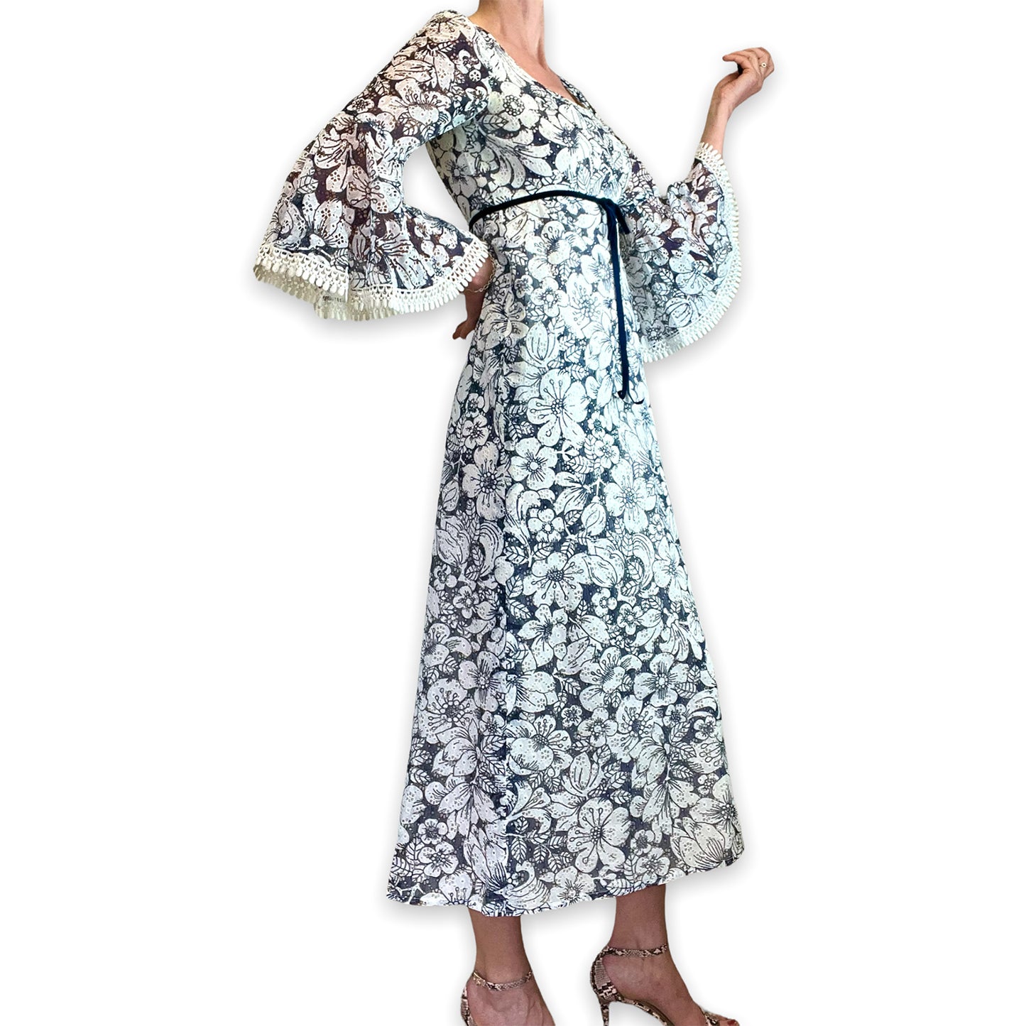 Kati at Laura Phillips 70's lace empire line side