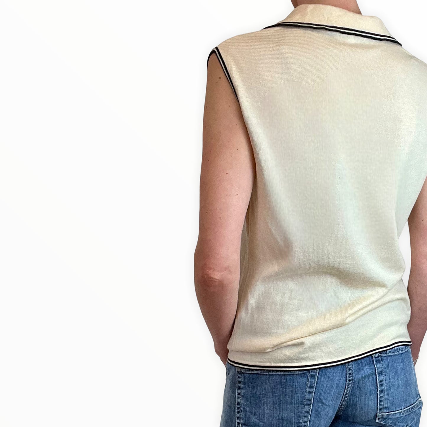 Escada merino wool sleeveless polo back