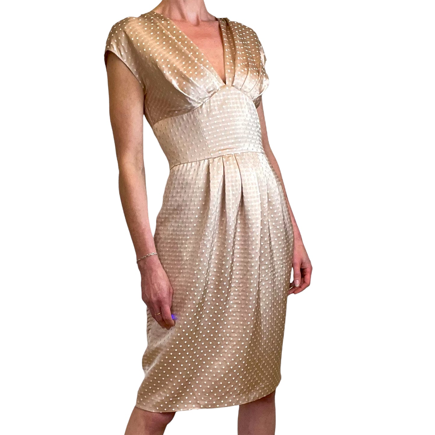 Moschino blush dotty dress front champagne colour