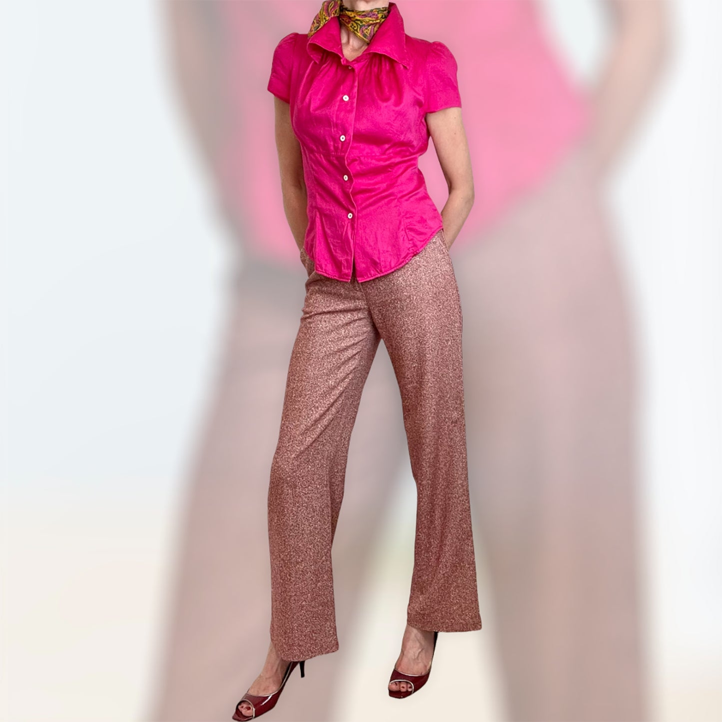 Vivienne Westwood magenta blouse with trousers