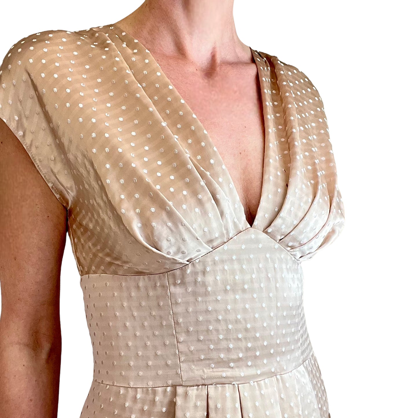 Moschino blush dotty dress close up