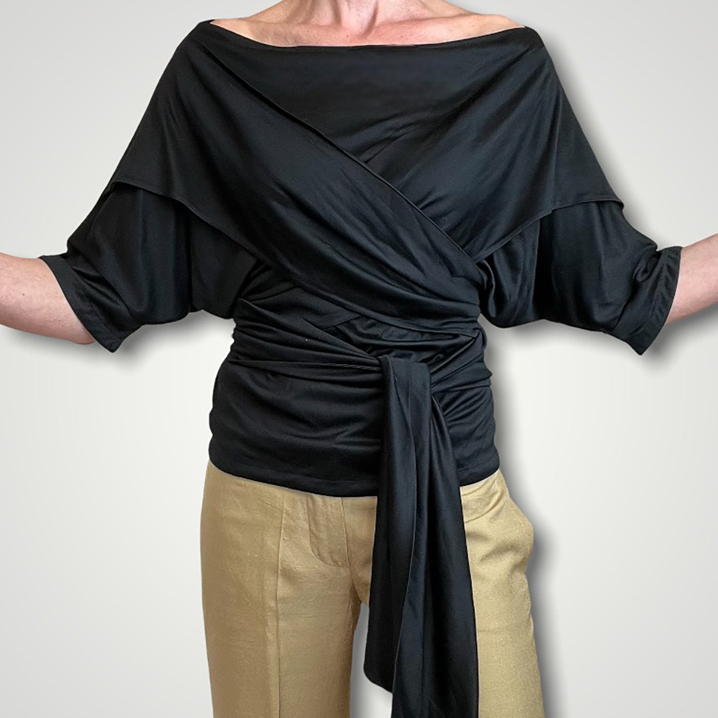 Yves Saint Laurent Rive Gauche silk wrap top close up