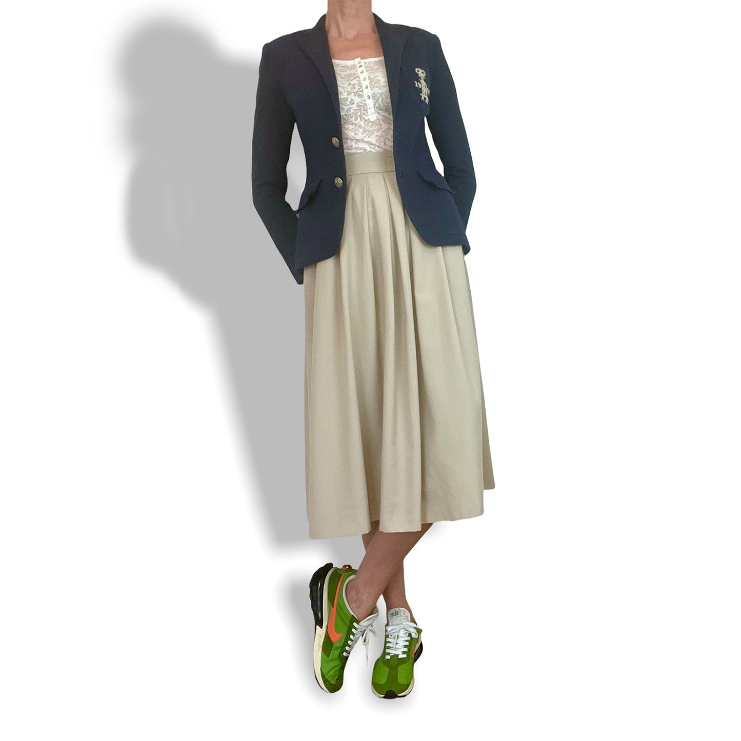 Jaeger 80's cream fine wool skirt with jacket