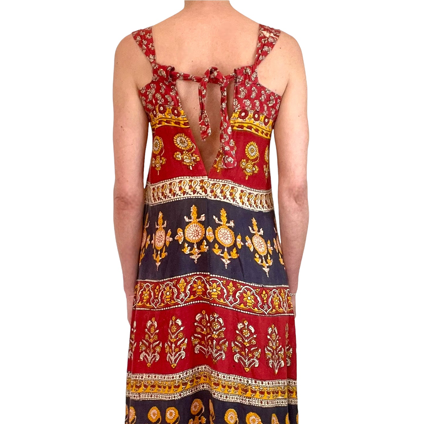 Tallula 70's Indian block-print dress back