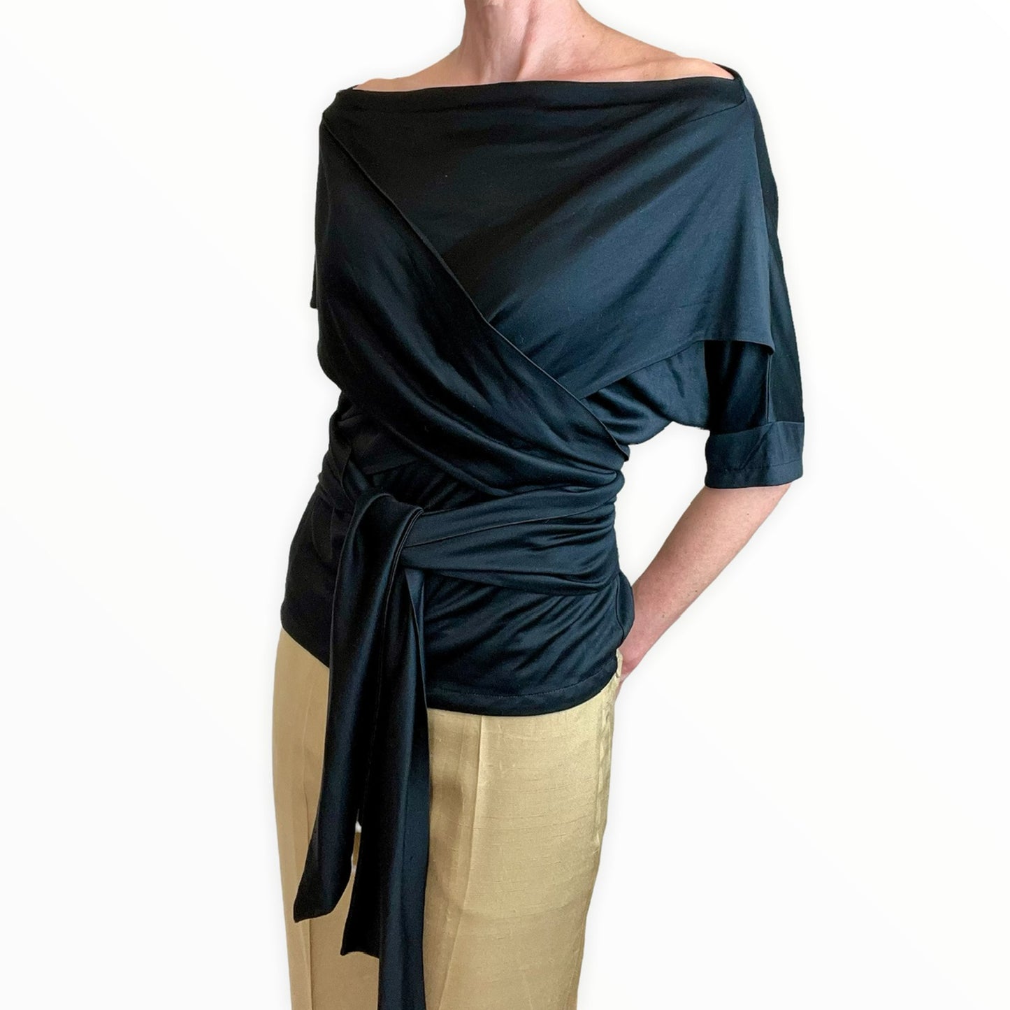 Yves Saint Laurent Rive Gauche silk wrap top front