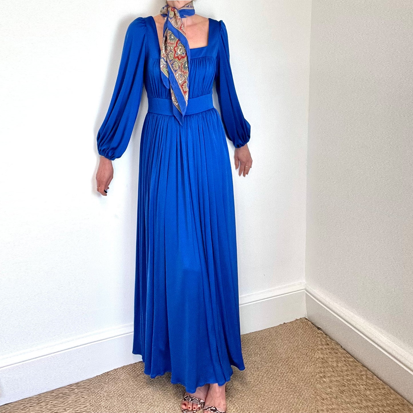 Jean Allen 70's bold blue maxi
