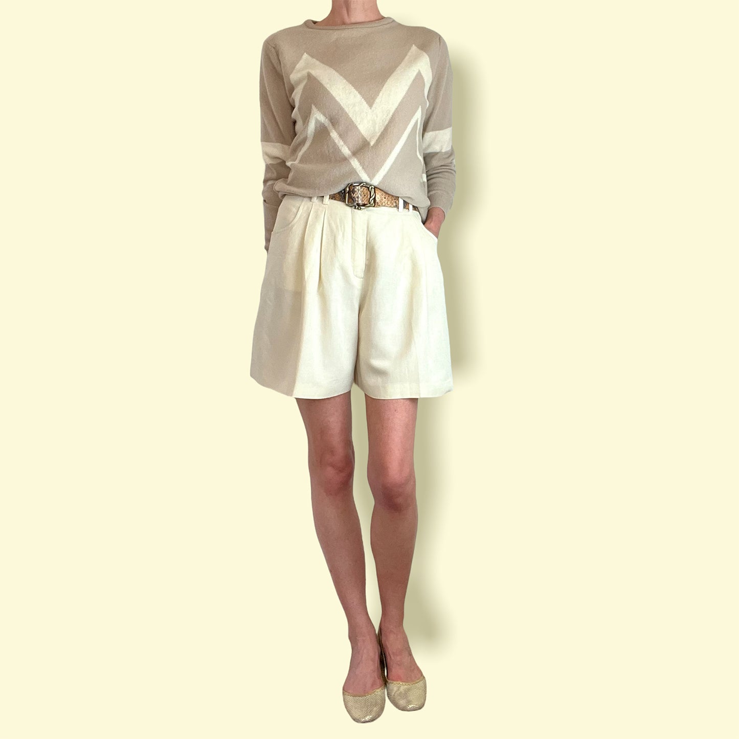 Laurel by Escada cream linen shorts alternative top