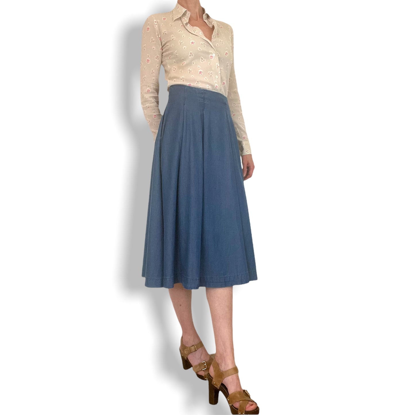 Stefanel full skirt in denim front