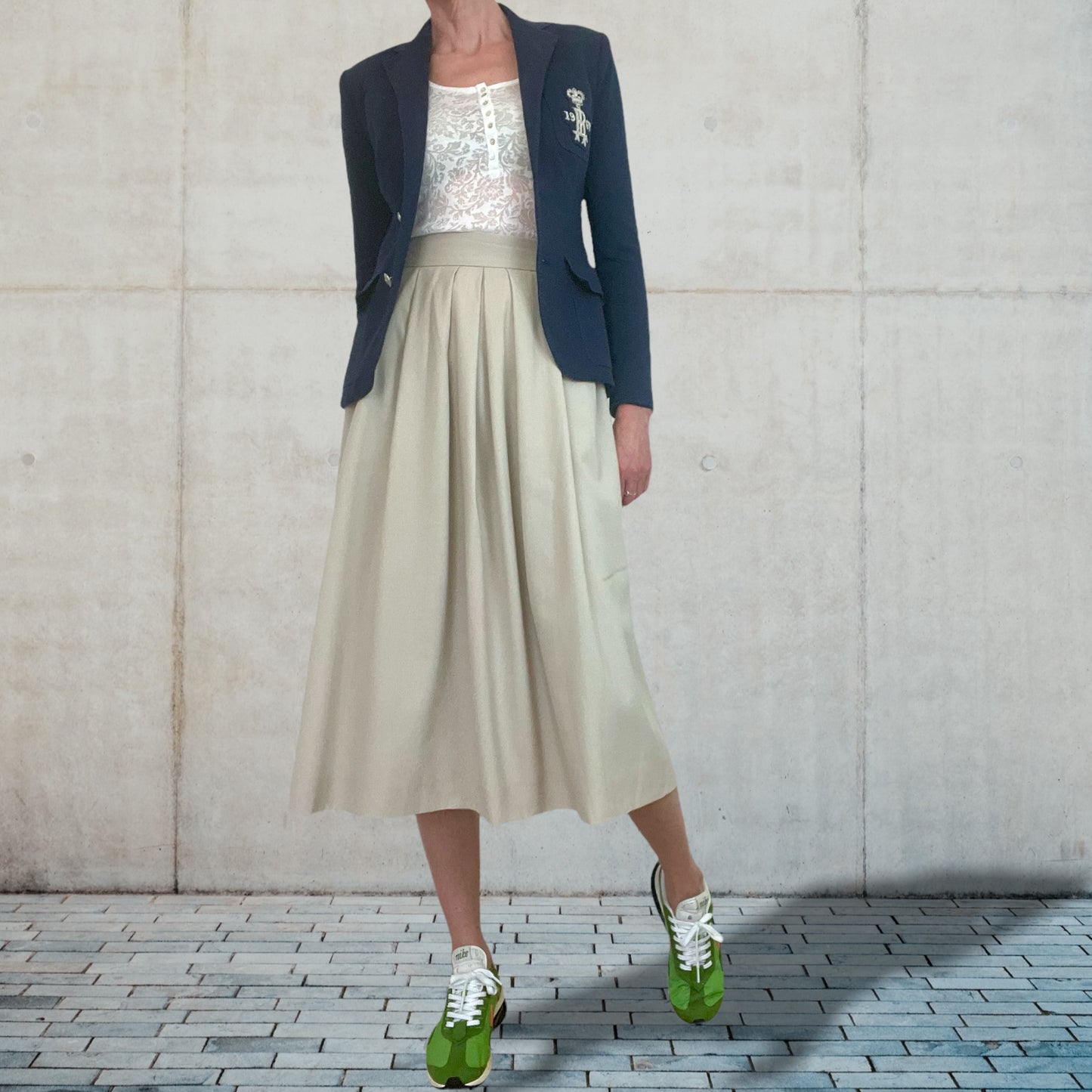 Jaeger 80's cream fine wool skirt with jacket