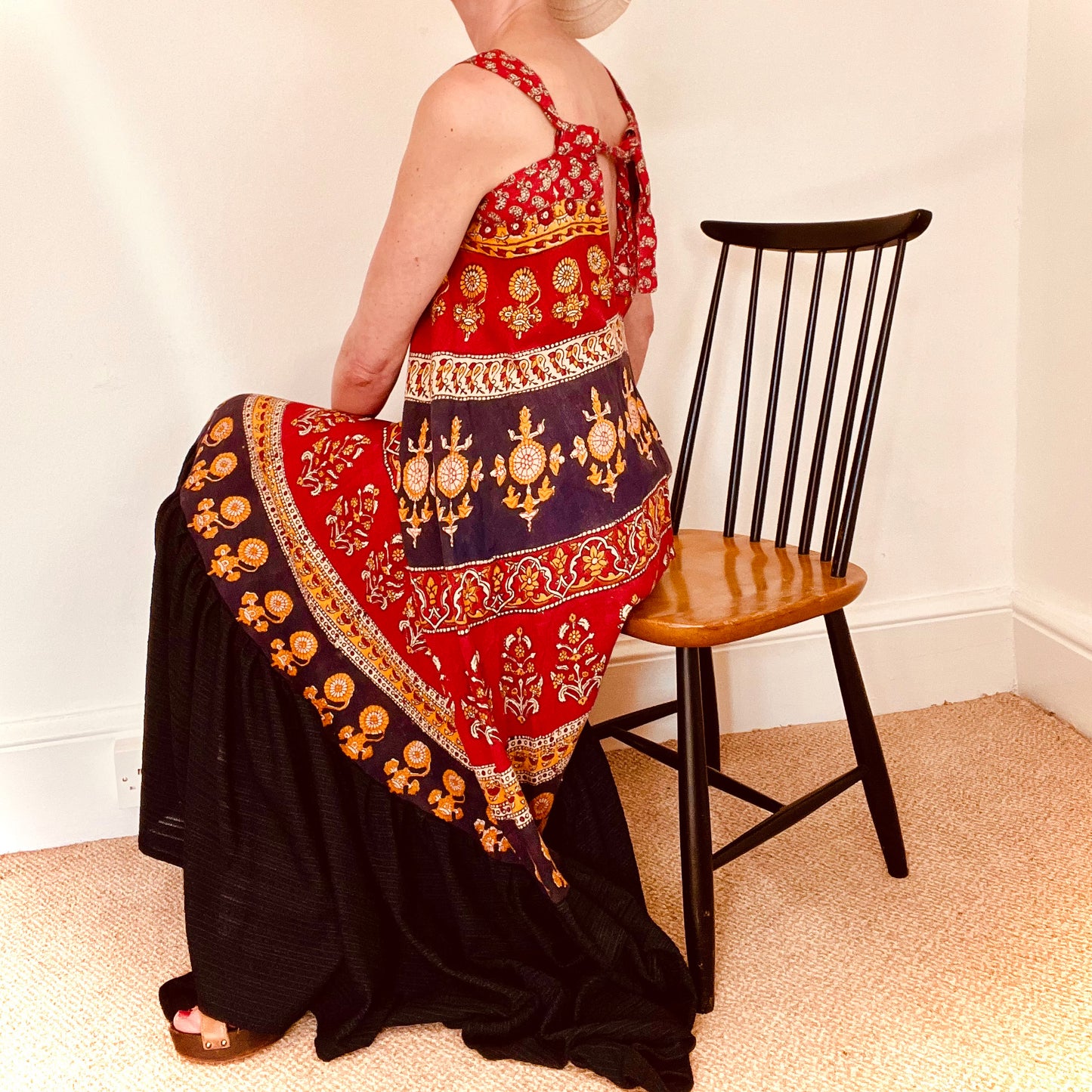 Tallula 70's Indian block-print dress side
