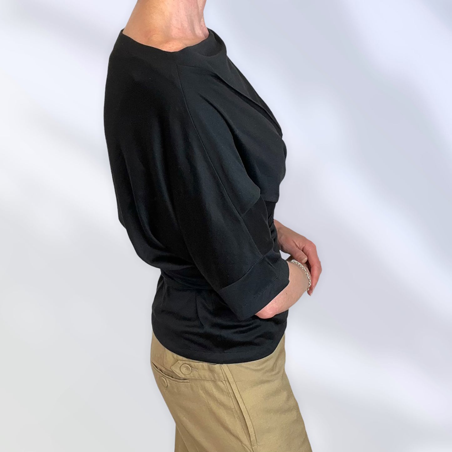Yves Saint Laurent Rive Gauche silk wrap top side view
