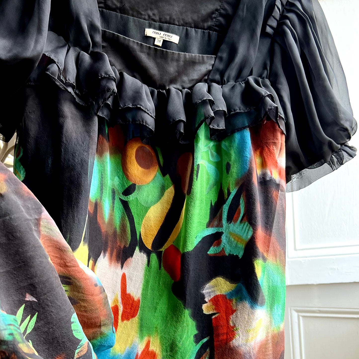 Miu Miu floral abstract silk dress brand