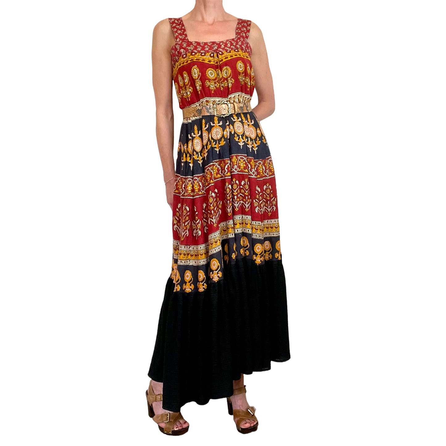 Tallula 70's Indian block-print dress front