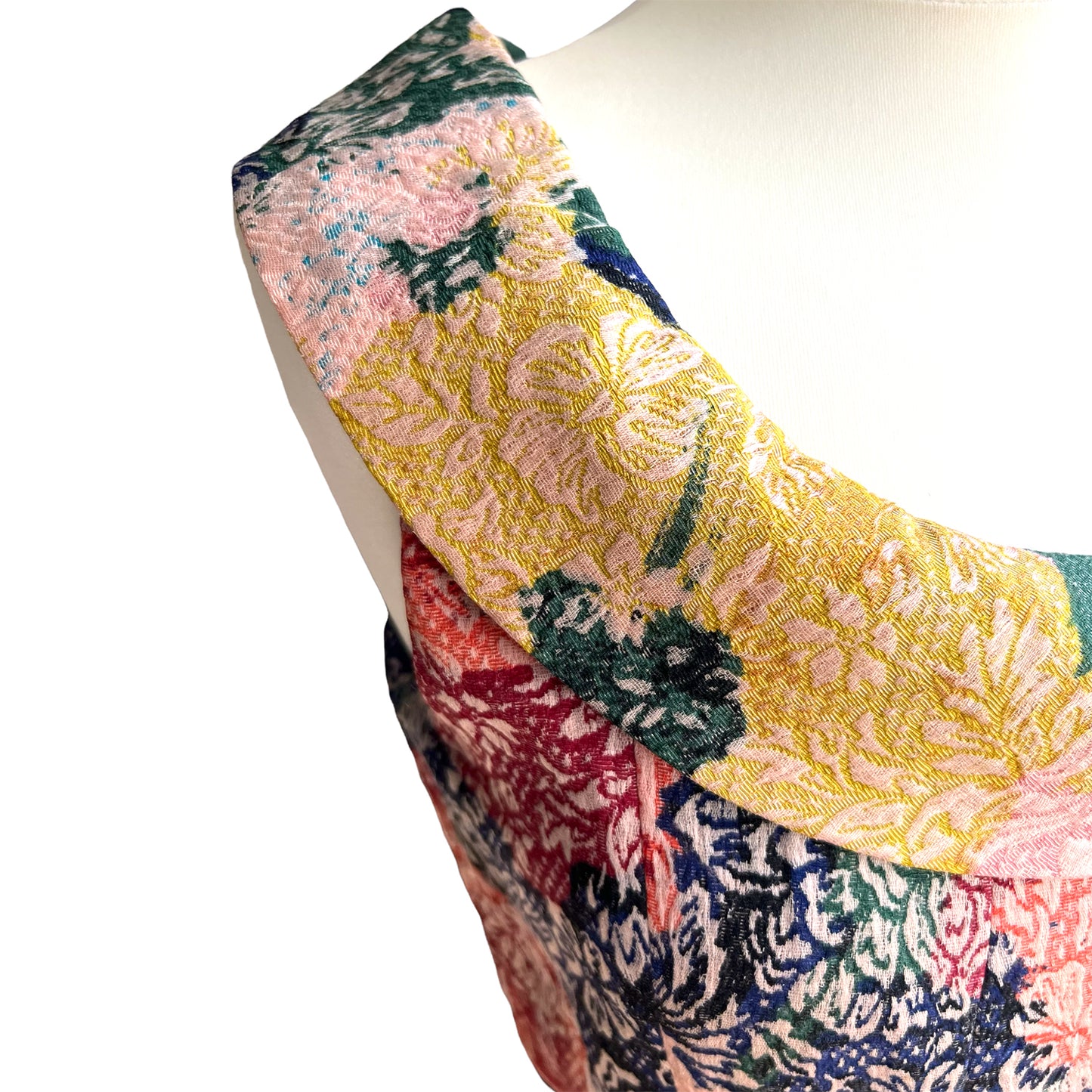 Cacharel fold-over neckline dress shoulder detail