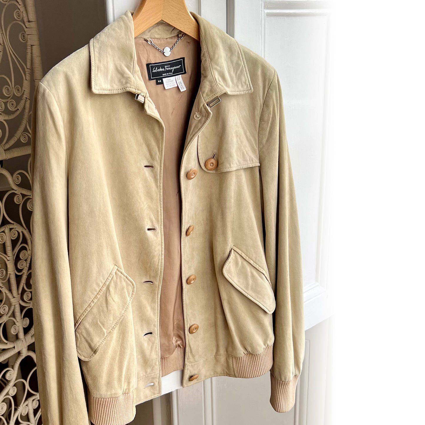 Salvatore Ferragamo suede blouson brand