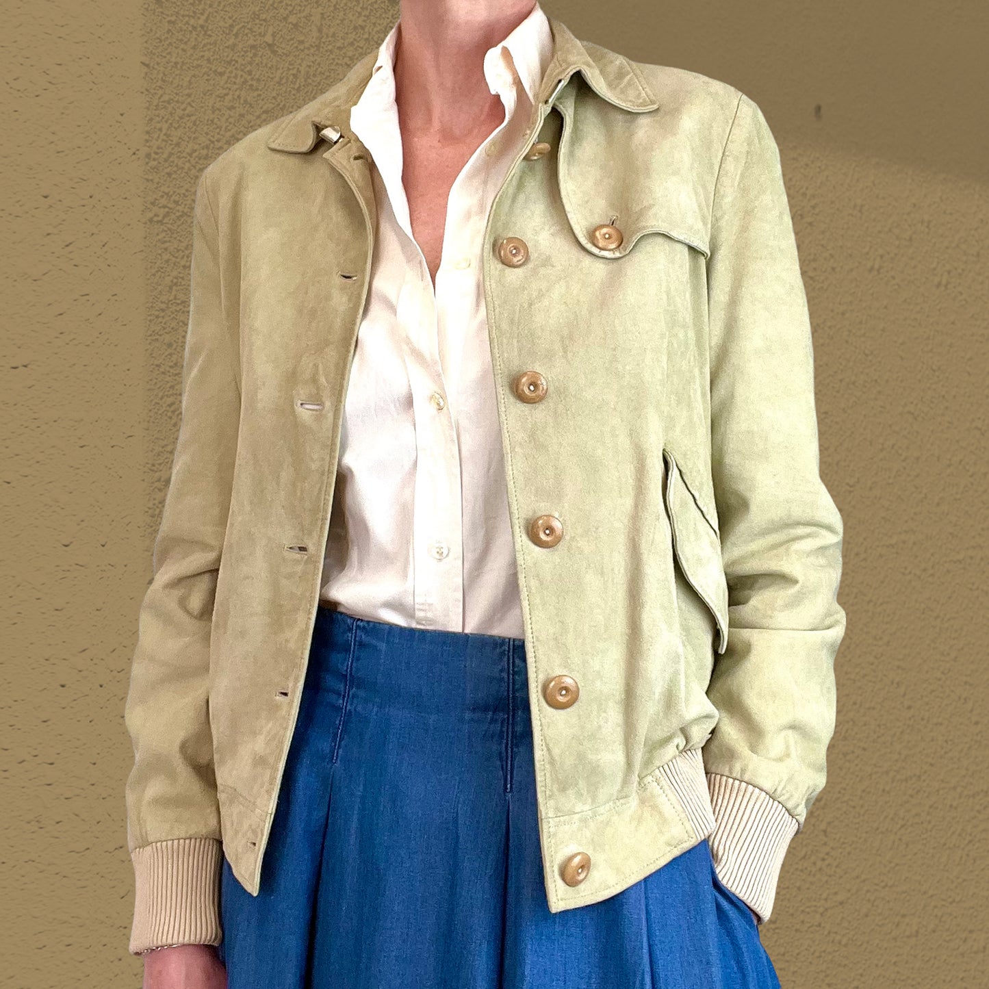Salvatore Ferragamo suede blouson front open