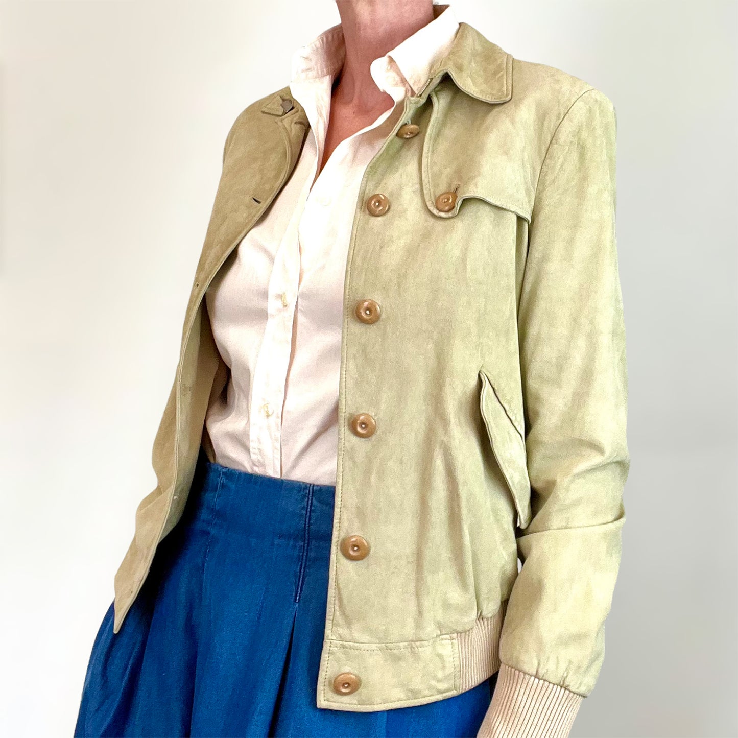 Salvatore Ferragamo suede blouson side open