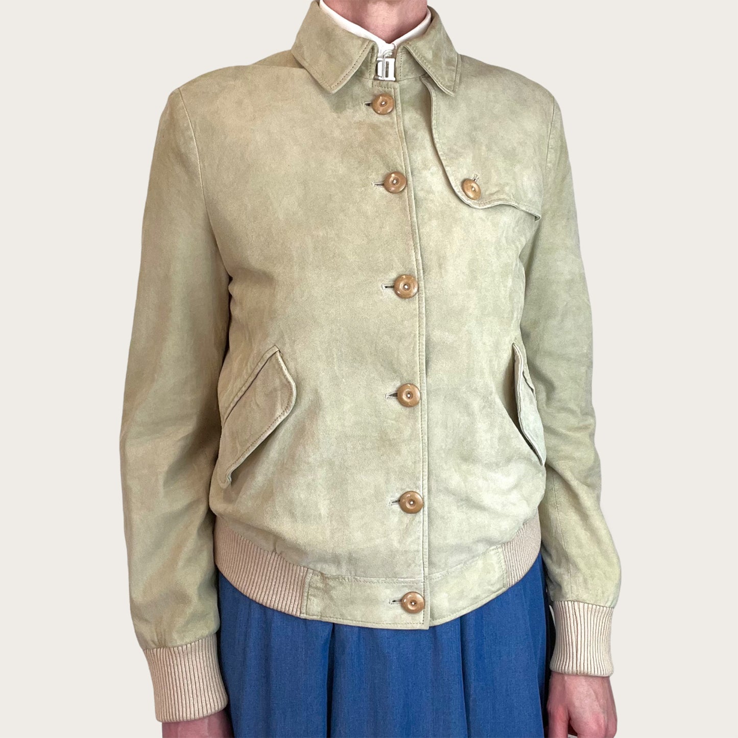 Salvatore Ferragamo suede blouson front closed