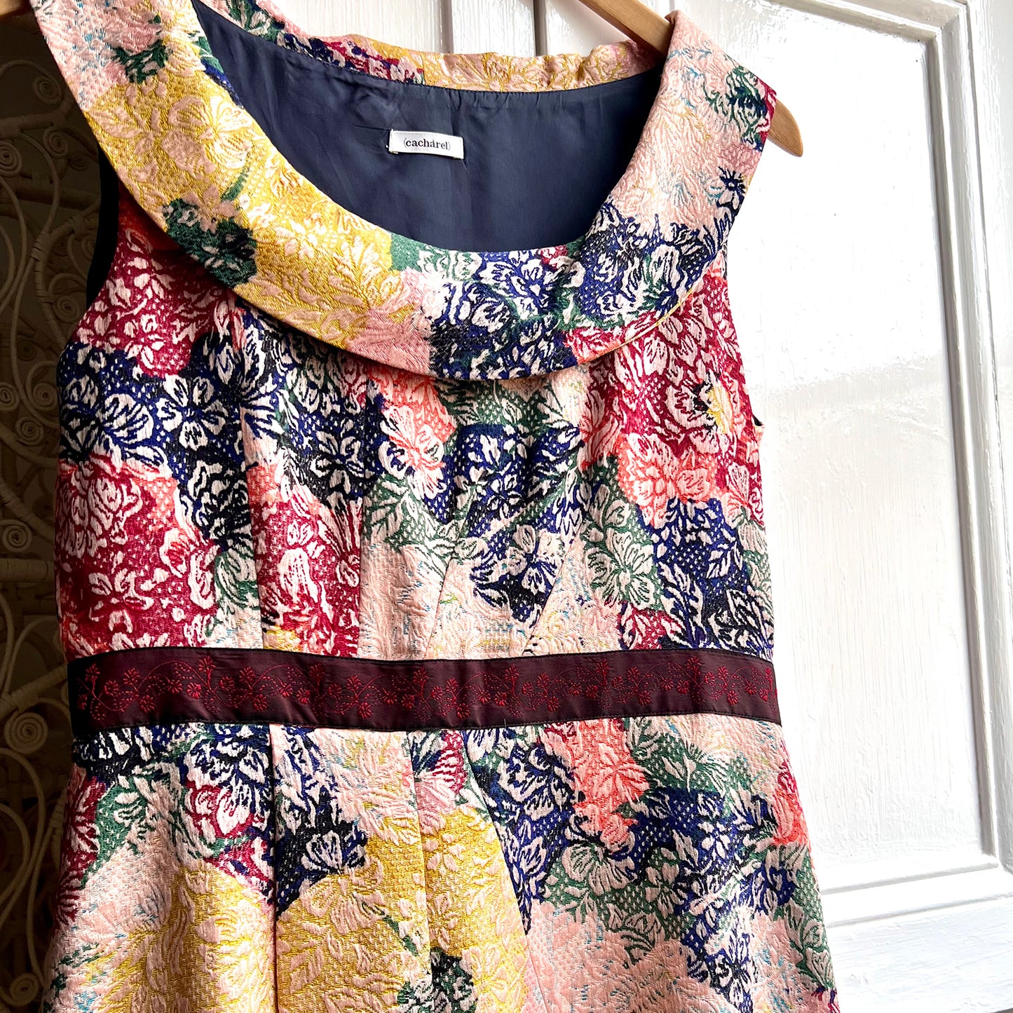 Cacharel fold-over neckline dress brand