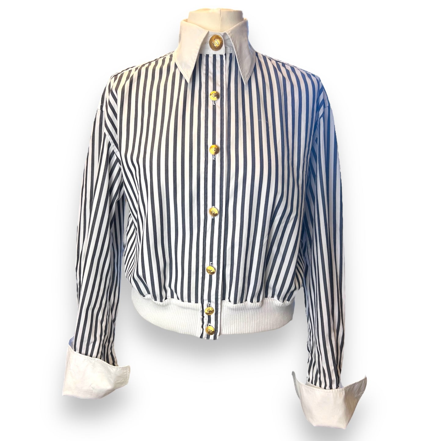 Chanel Black/White Striped Shirt 1980s