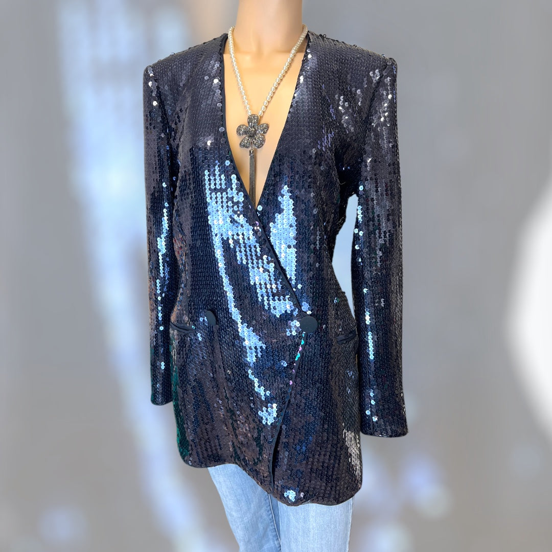 Escada Deep Purple Sequin Jacket 1990s