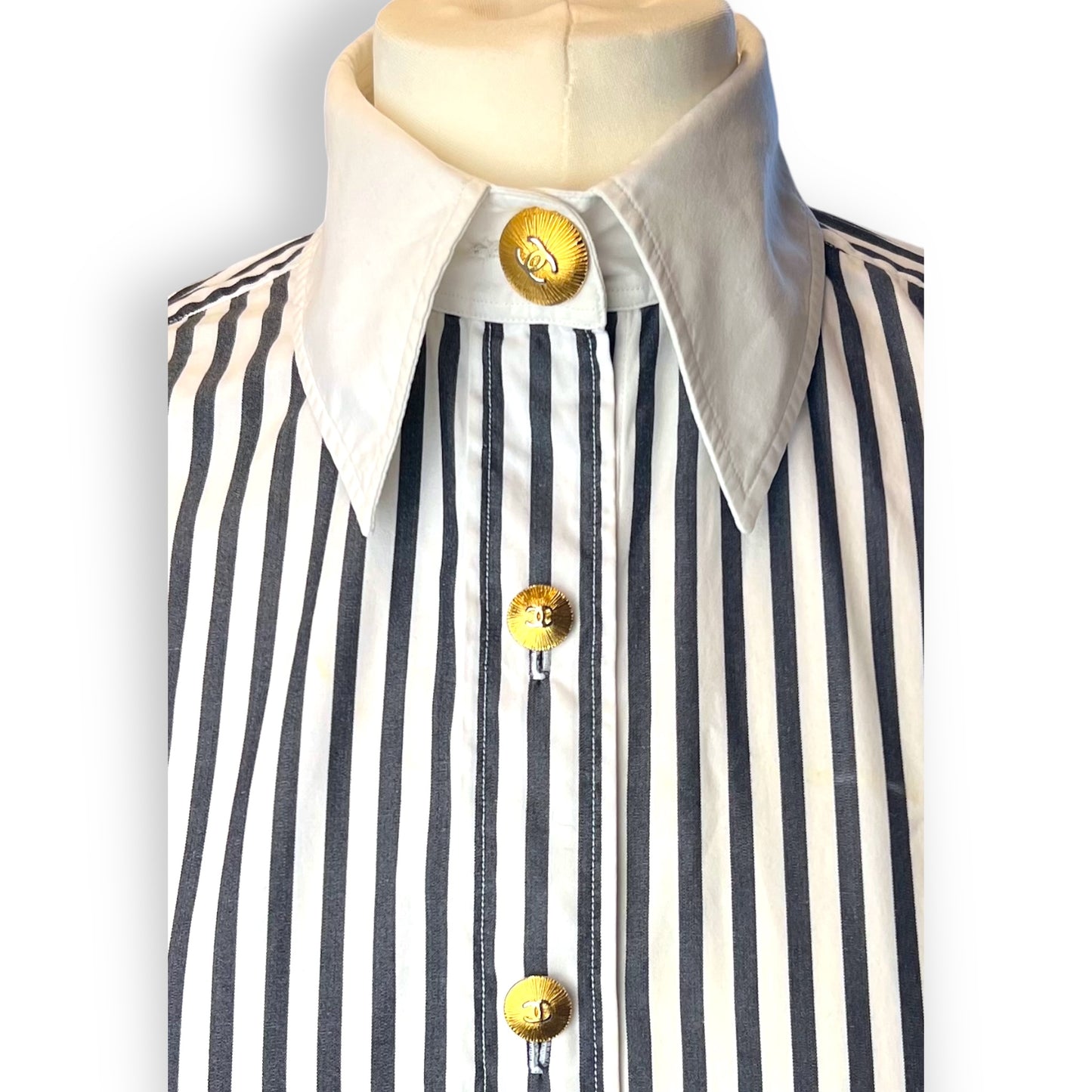 Chanel Black/White Striped Shirt 1980s