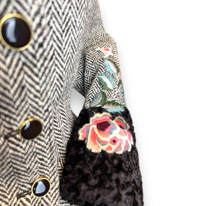 Valentino Embroidered Cuff Tweed Jacket 1980s