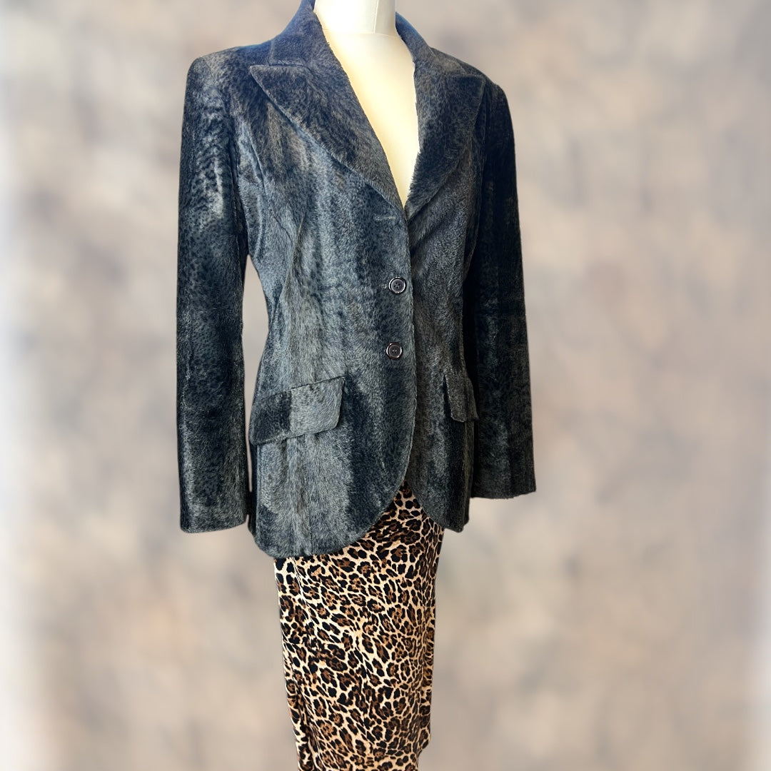 Kenzo Dark Leopard Print Velvet Blazer 1980s
