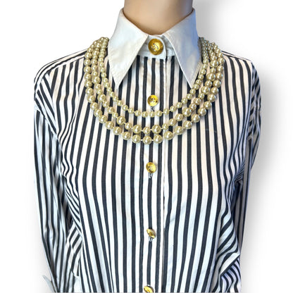 Chanel Black/White Striped Shirt 1980s