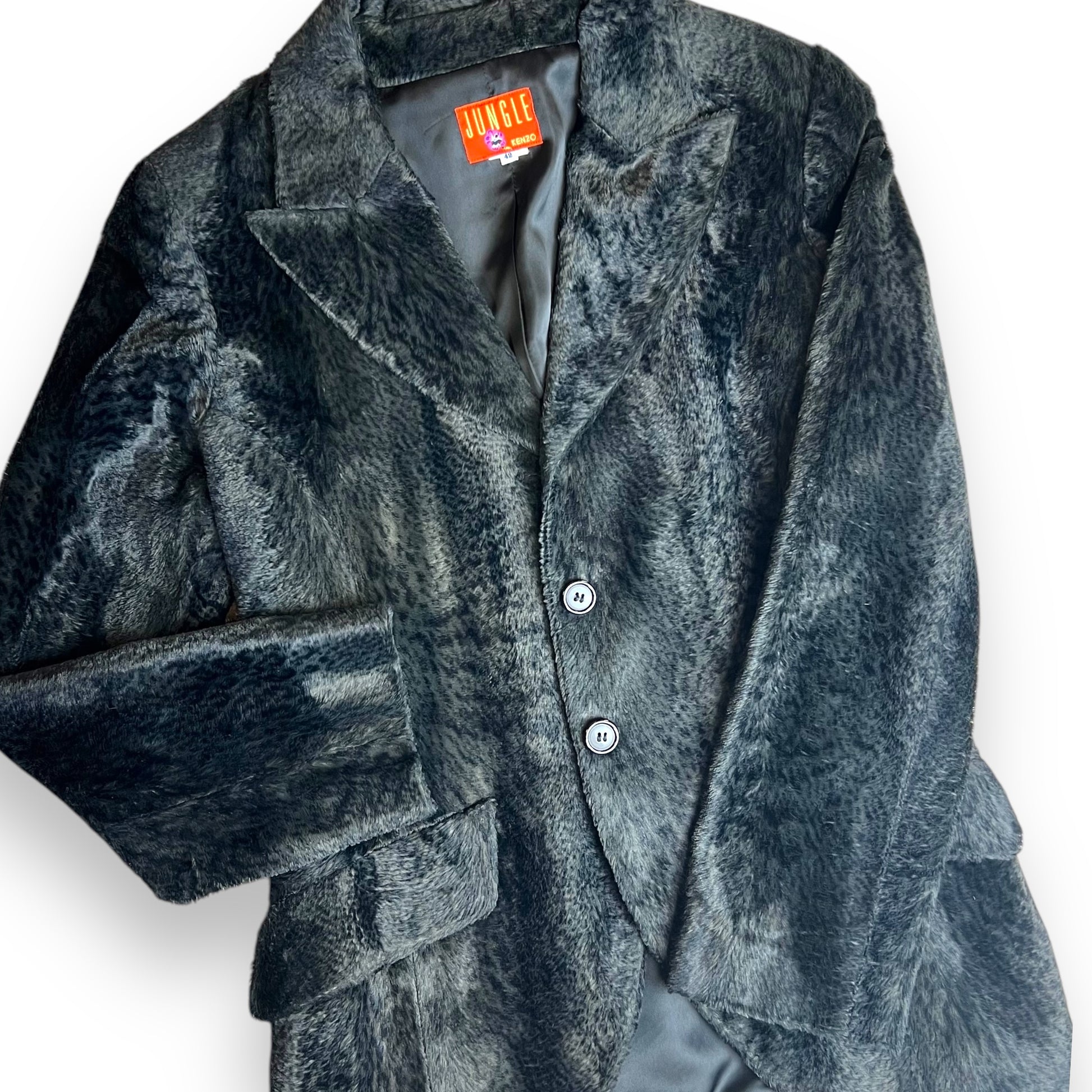 Kenzo Dark Leopard Print Velvet Blazer 1980s