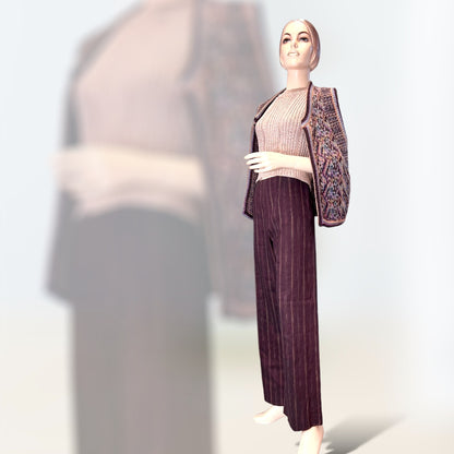 Kenzo Burgundy / Metallic Trousers 2000s