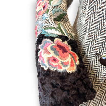 Valentino Embroidered Cuff Tweed Jacket 1980s