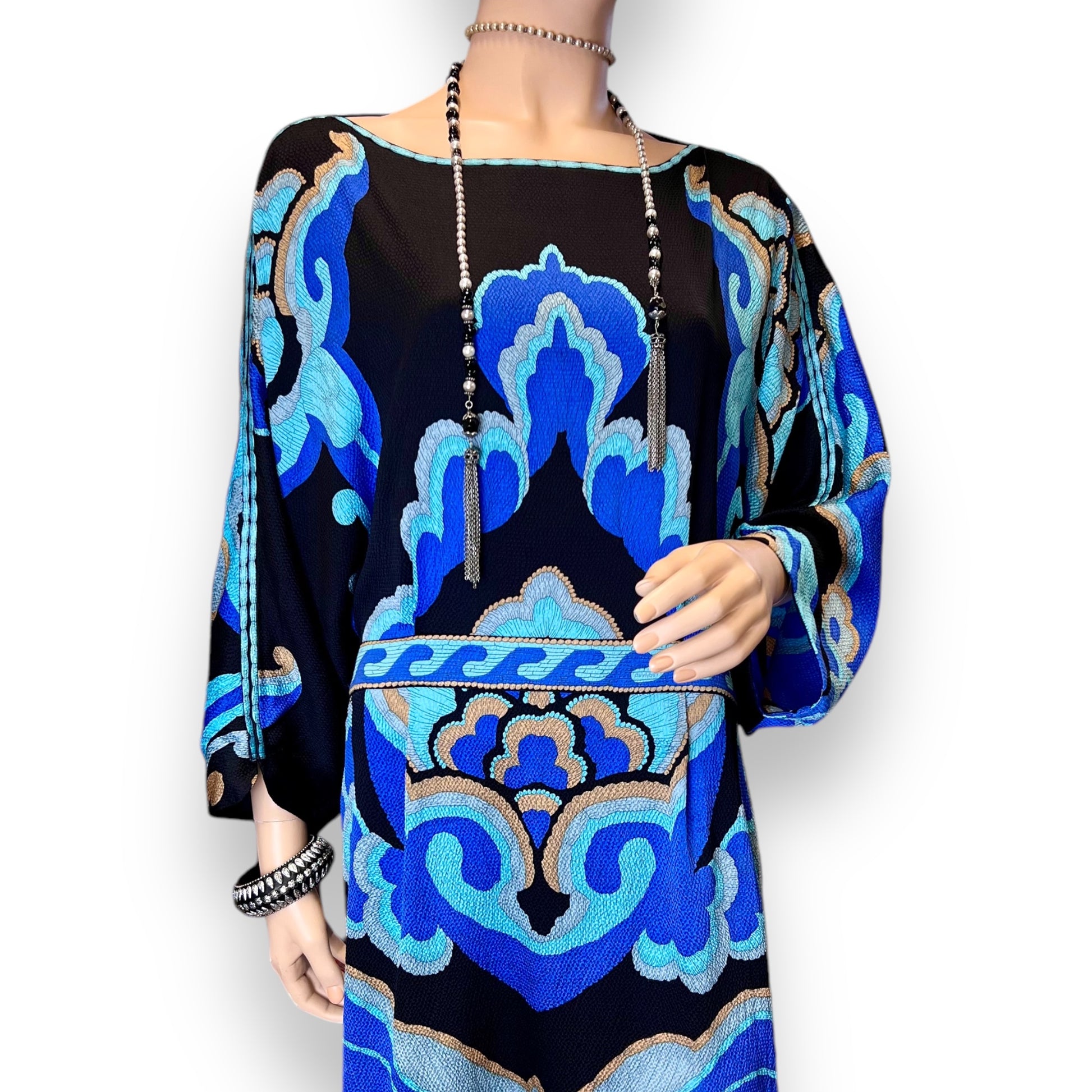 Leonard Paris Art Deco Style Silk Dress 2000s Copia Vintage Leonard Paris Art Deco Style Silk Dress 2000s Copia Vintage