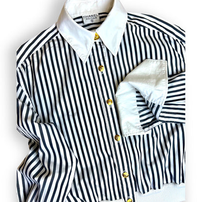 Chanel Black/White Striped Shirt 1980s