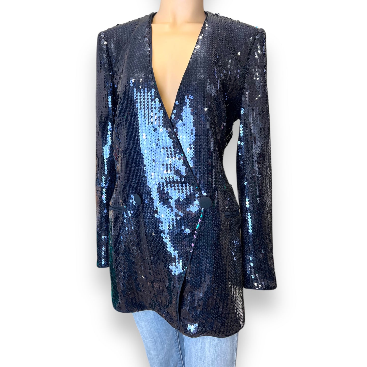 Escada Deep Purple Sequin Jacket 1990s