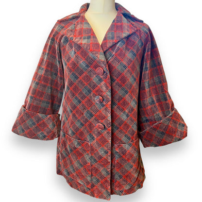 Velvet Checked Swing Coat 1960s