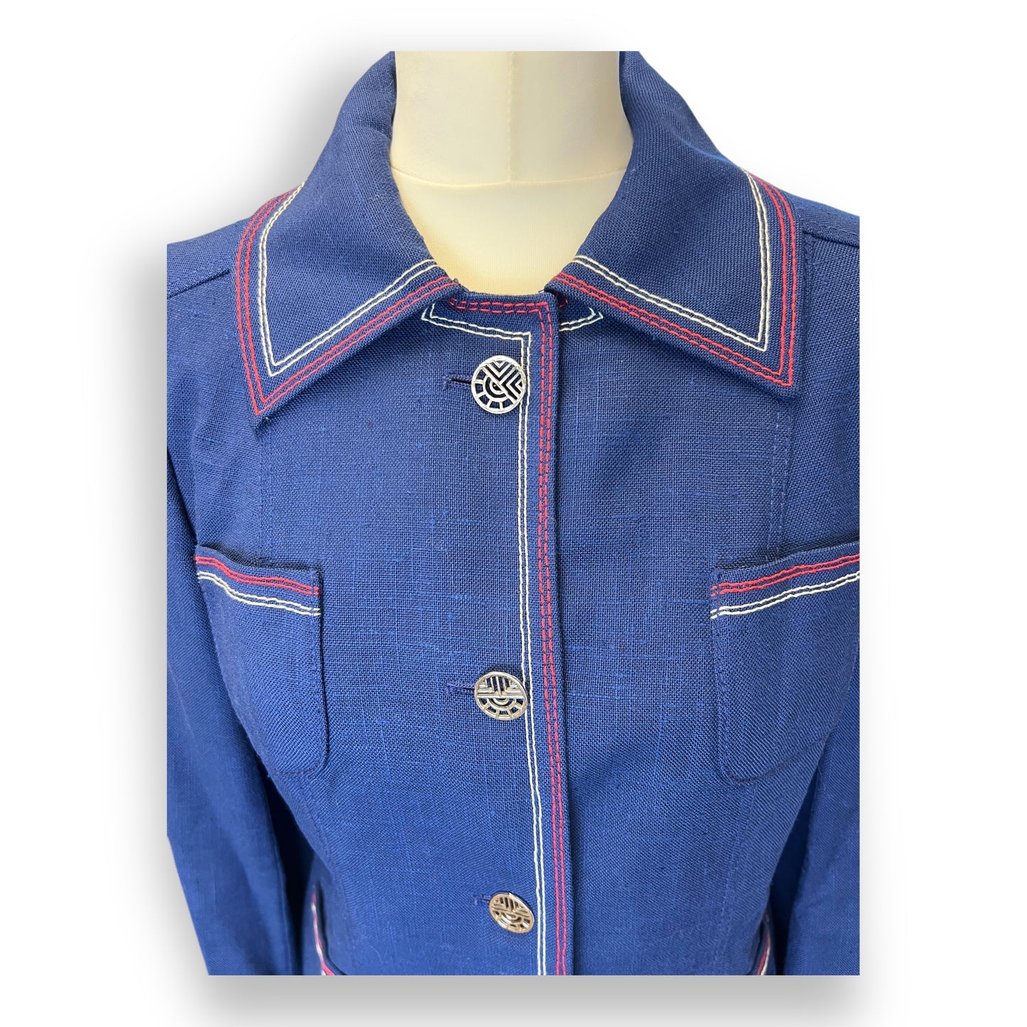 Louis Feraud Blue Linen Jacket 1960s