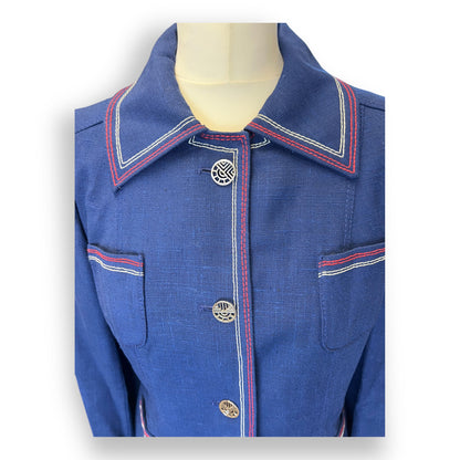 Louis Feraud Blue Linen Jacket 1960s