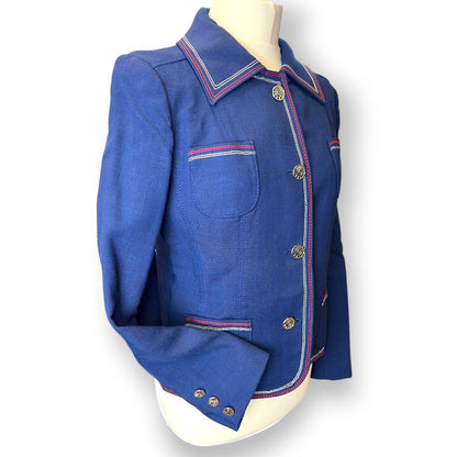 Louis Feraud Blue Linen Jacket 1960s